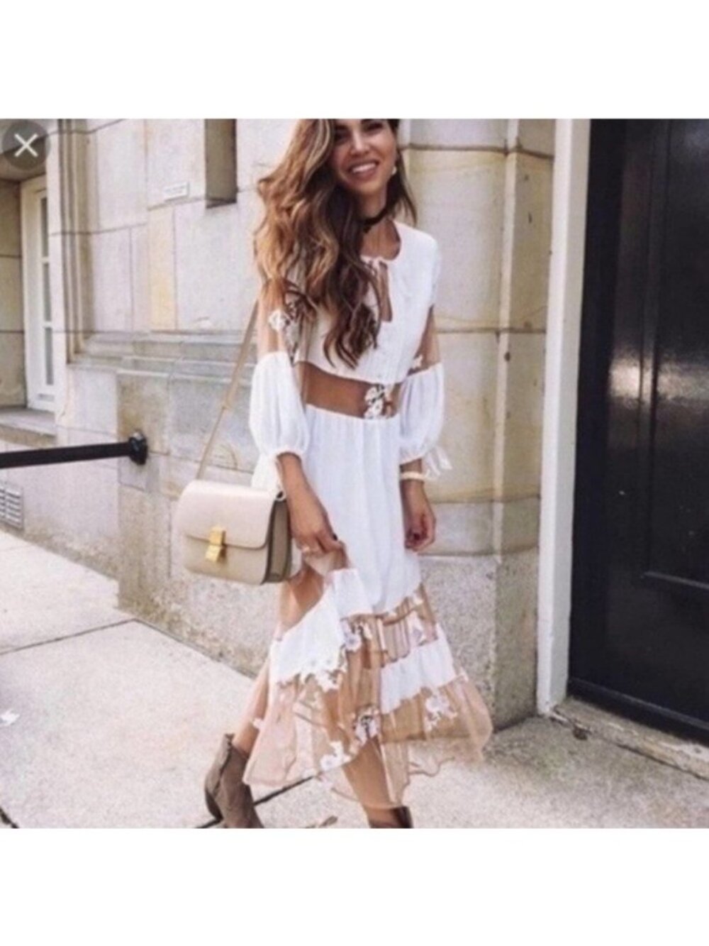 For Love & Lemons Eva Midi Dress Lace Prairie Cottagecore Bohemian Festival Sz S - Picture 11 of 11